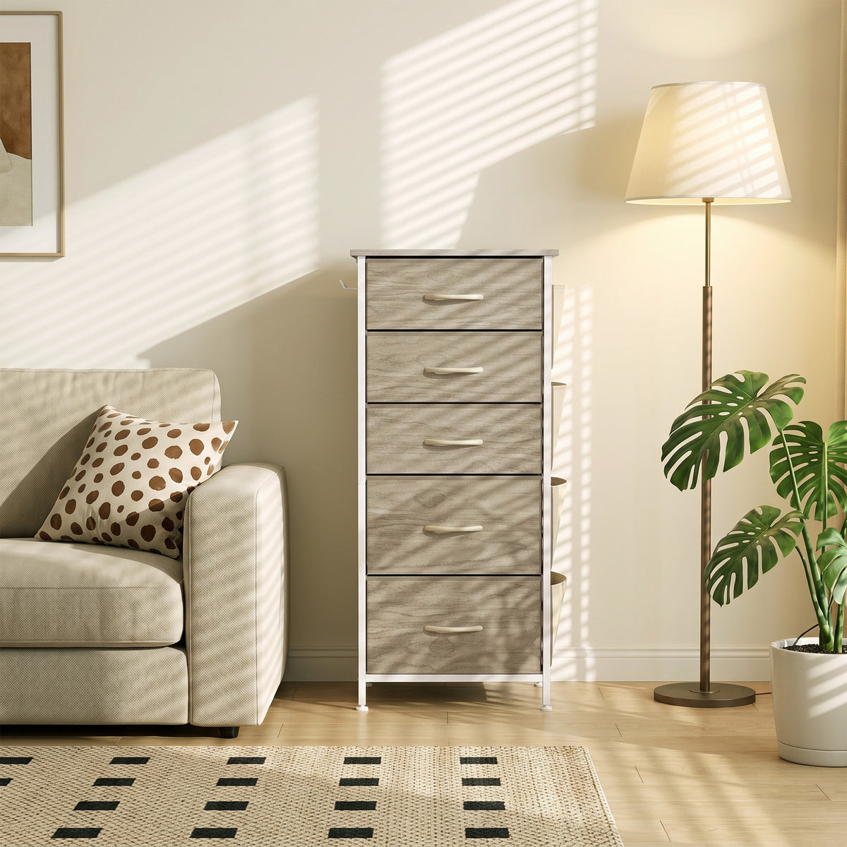 Homcom Chest of Drawers with 5 Fabric Drawers Steel Frame Storage Unit