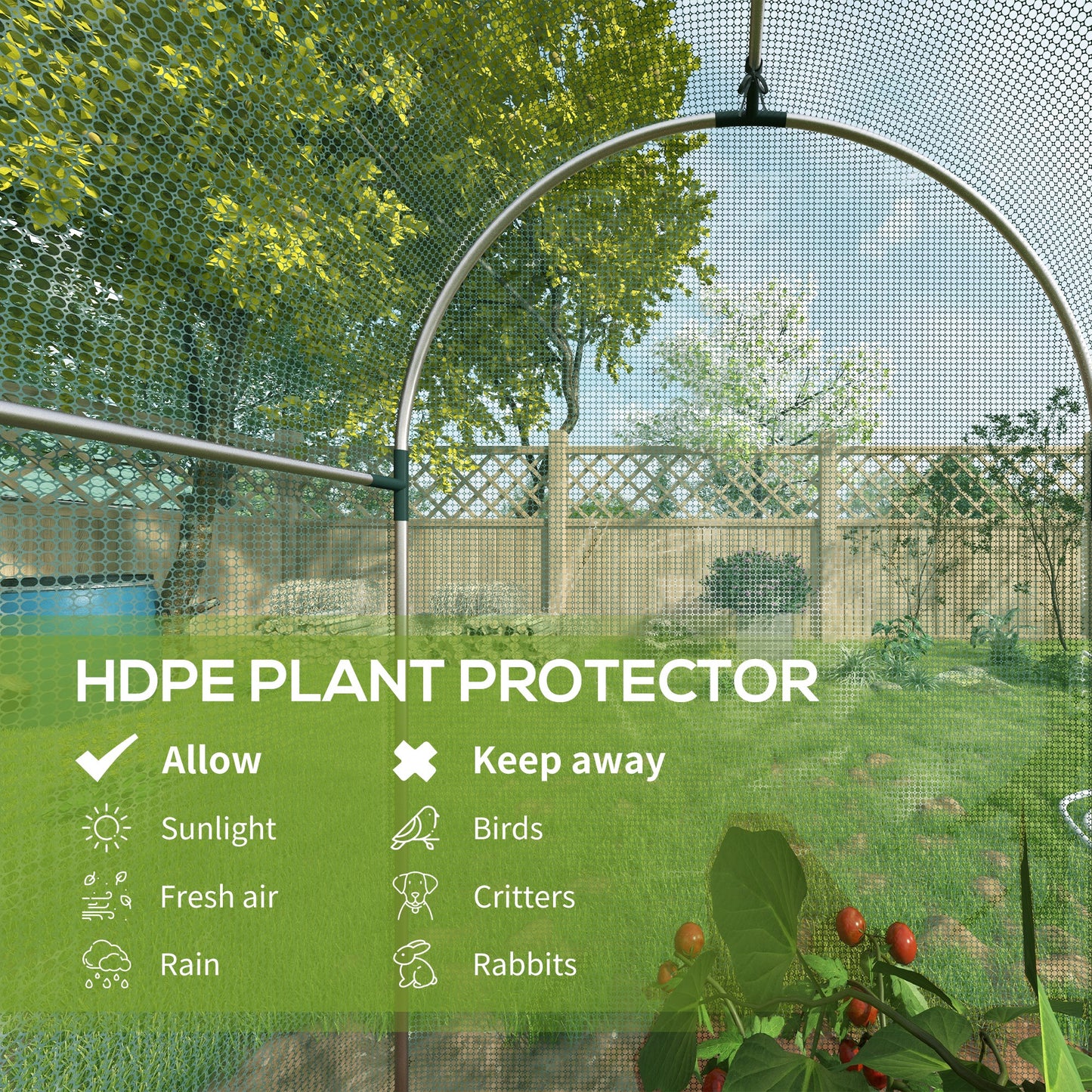 Outsunny 120 x 120cm Mini Polytunnel Greenhouse With Galvanised Steel Frame And Mesh Cover