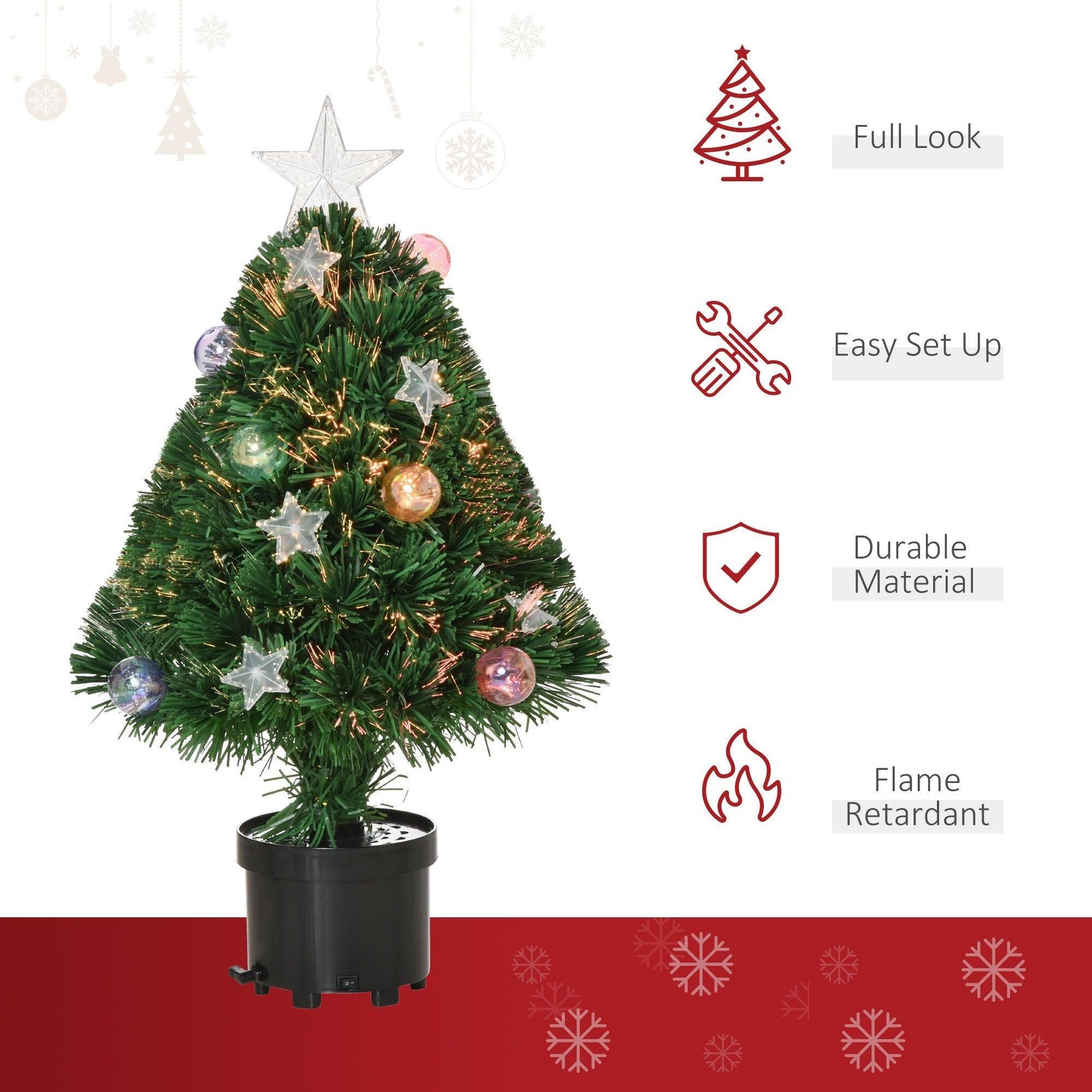 HOMCOM Pre-Lit Green Christmas Tree with LED Lights - ALL4U RETAILER LTD