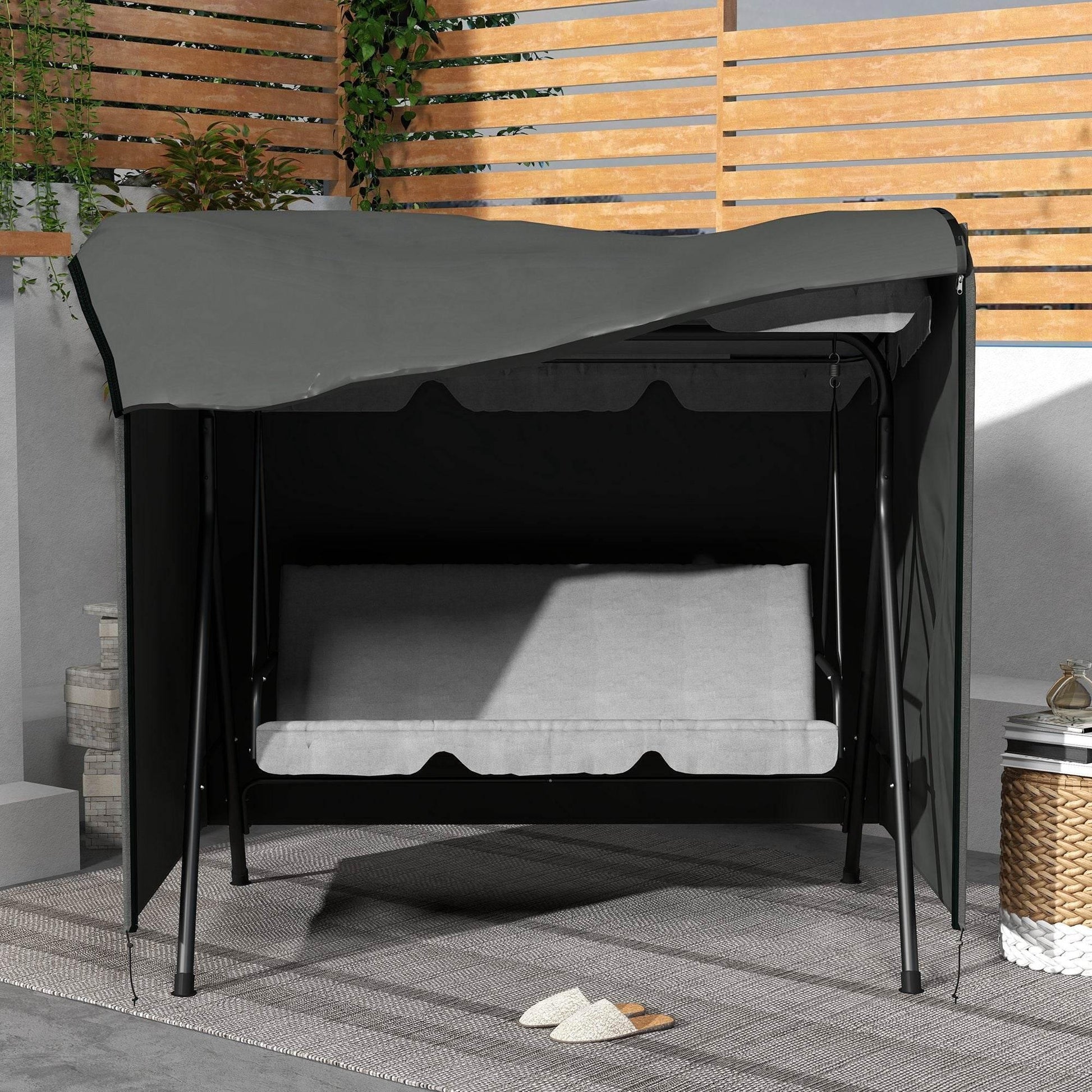 Outsunny Durable Dark Grey 600D Oxford Waterproof Swing Chair Cover with UV Protection - 177L x 114W x 152H cm - ALL4U RETAILER LTD