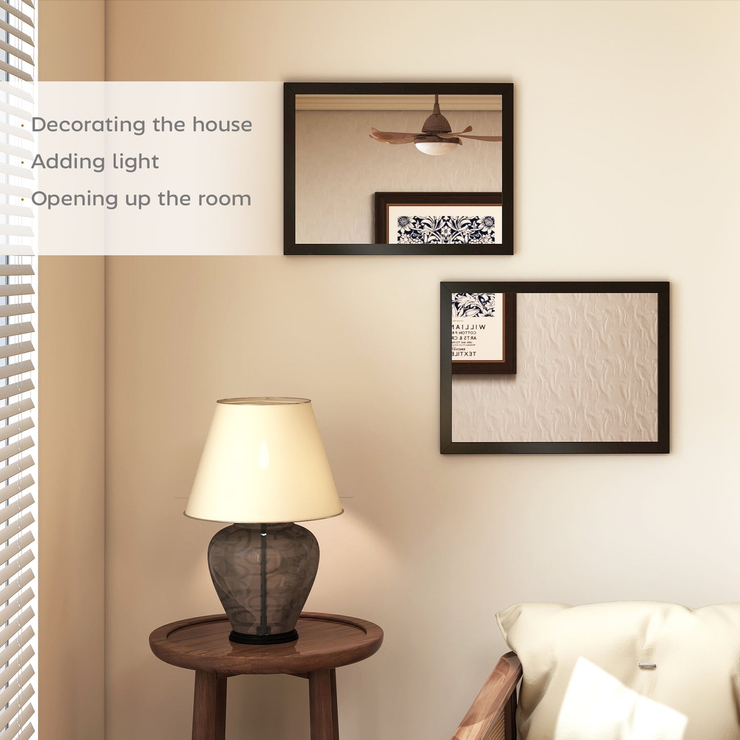 HOMCOM Wall Mounted Bathroom Mirror Set Of 2 30 By 40 Centimeters Black Rectangular Mirrors For Living Room Bedroom Hallway