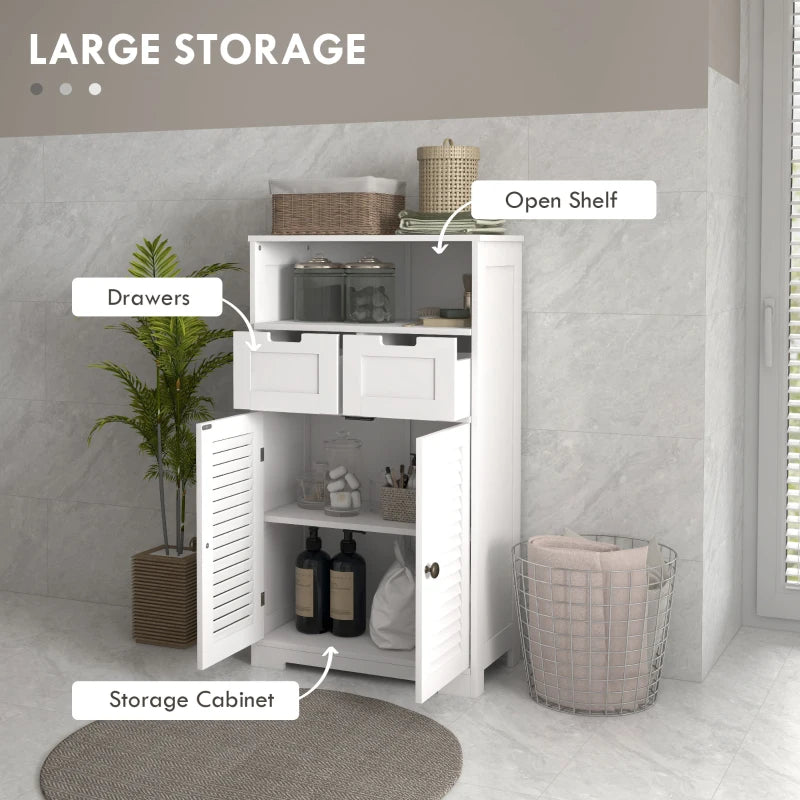 Kleankin White Three-Part Bathroom Storage Unit - Includes Shelf, Drawers & Cupboard: Optimize Your Bathroom Organization - ALL4U RETAILER LTD