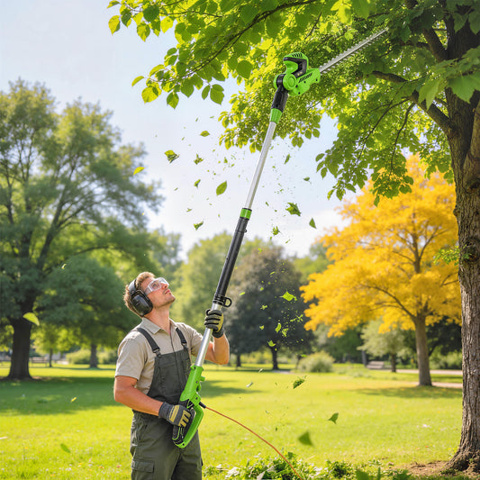 Outsunny 2.6m Corded Extendable Hedge Trimmer With 90 Degree Adjustable Head 450W Electric Hedge Cutter Long Reach