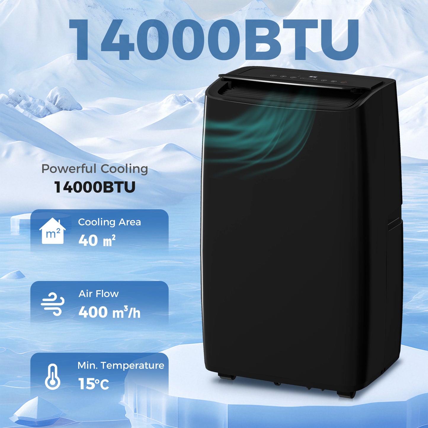 HOMCOM Portable Air Conditioner 14000 BTU 4 In 1 Unit Dehumidifier Cooling Fan With Child Lock For 40 Square Meters