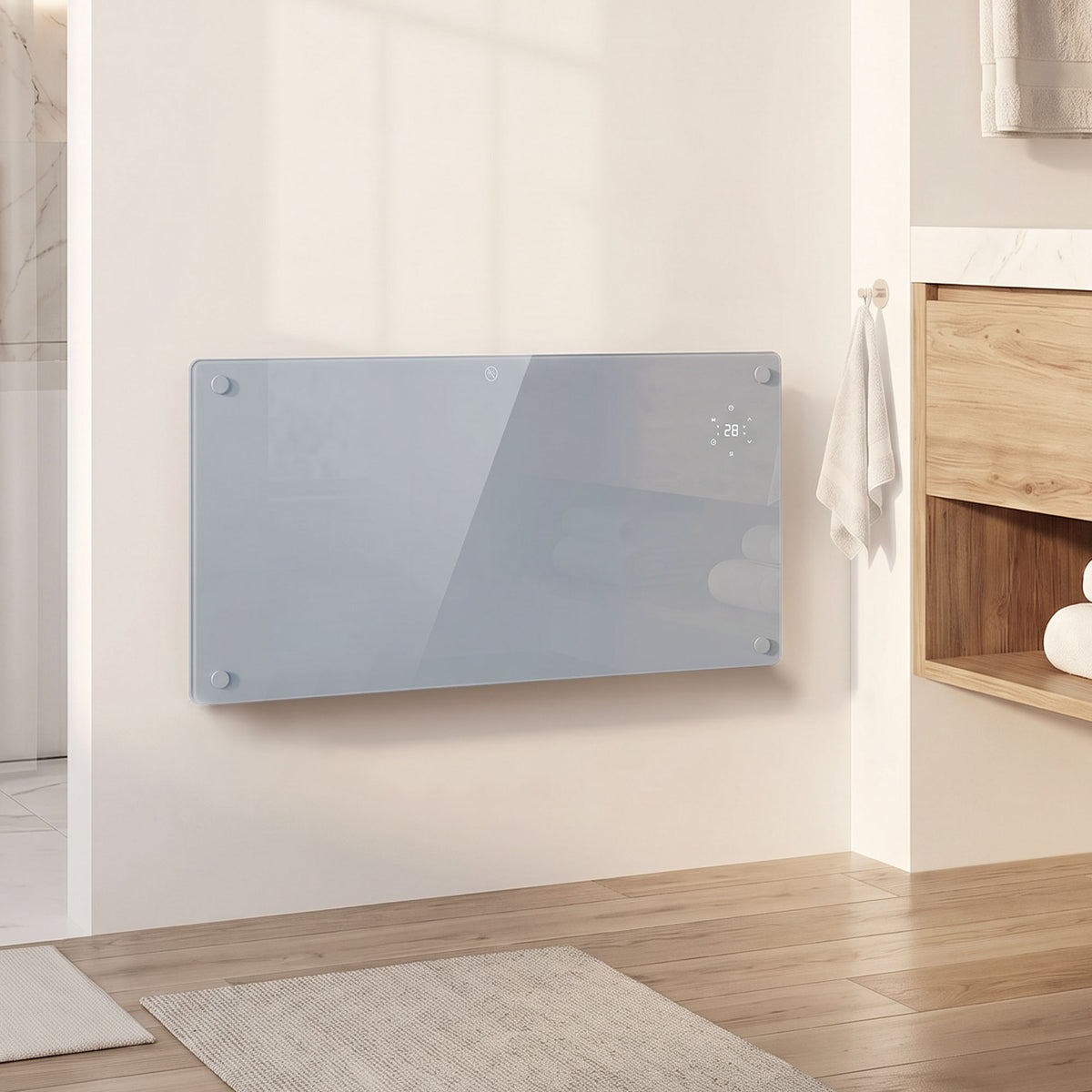 HOMCOM 1500W Smart Panel Heater Wall Mounted Weekly Timer Grey