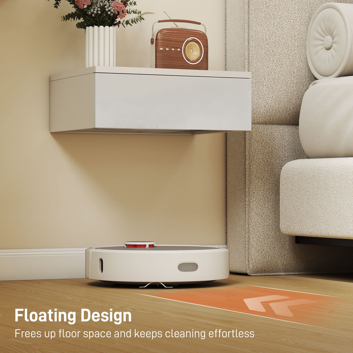 HOMCOM Floating Bedside Tables Set Of 2 Wall Mounted Nightstands With High Gloss White Finish And Storage Drawer