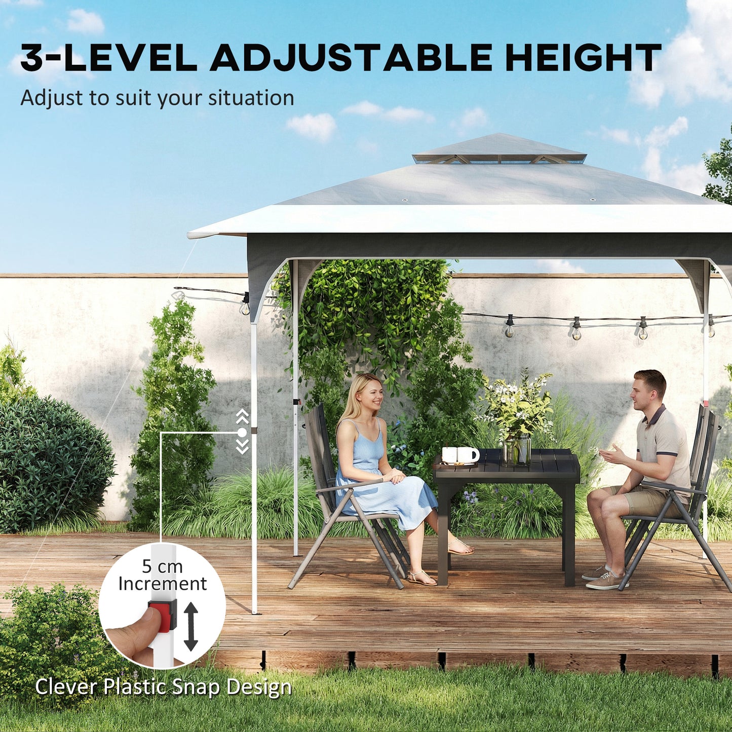 Outsunny 3.5x3.5m Pop Up Gazebo With One Push Setup UPF50 Plus Double Tier Canopy Carry Bag Dark Grey