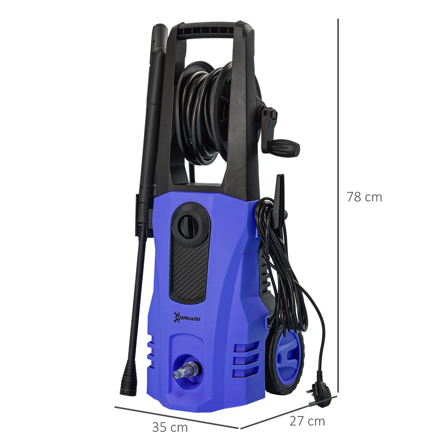 DURHAND 1800W Portable High Pressure Washer with 150 Bar and 510 L/h Flow Rate - Versatile Jet Wash Cleaner in Blue - ALL4U RETAILER LTD