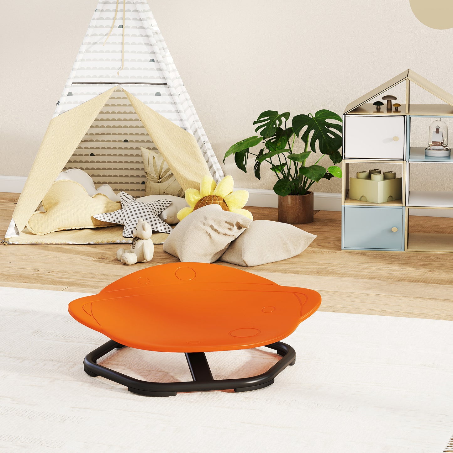 AIYAPLAY Planet Shaped Kids Swivel Chair Sensory Spinning Chair For Balance And Coordination Training Orange