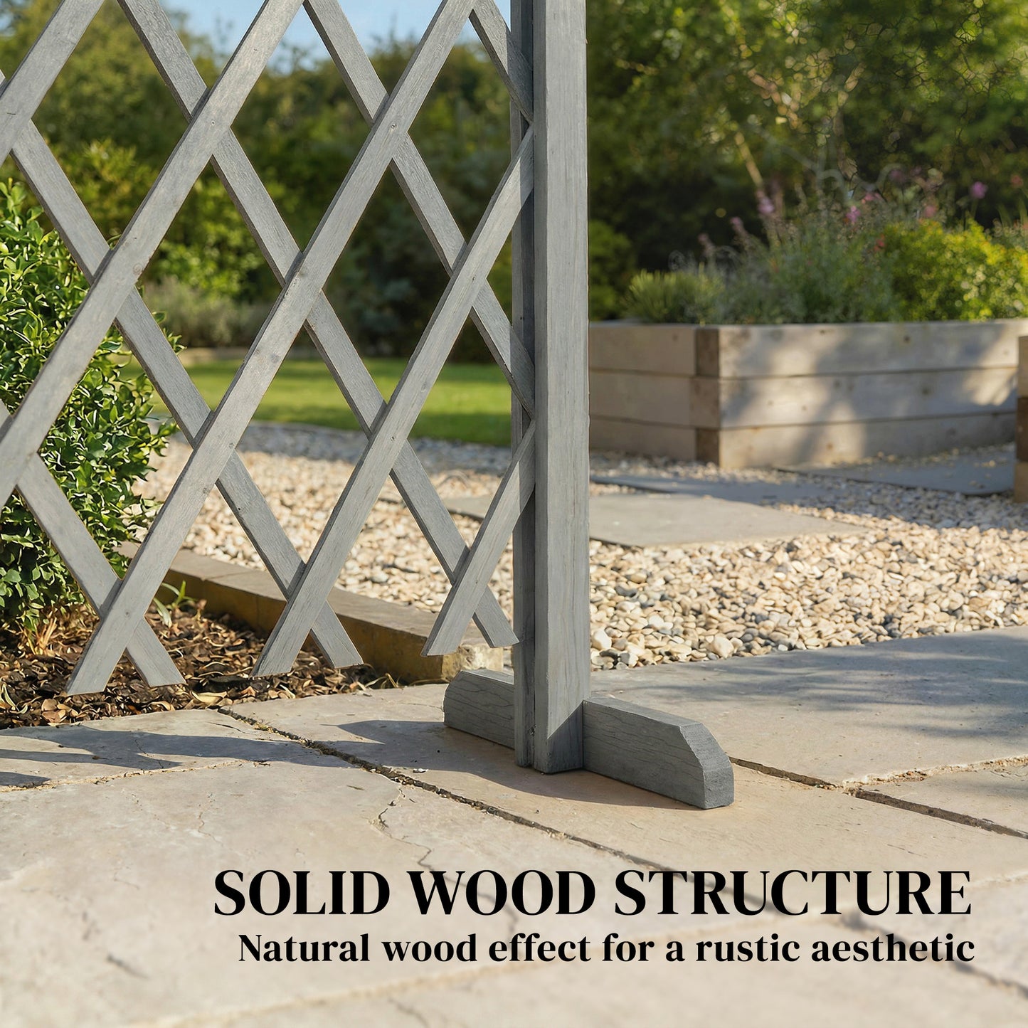 Outsunny 2 Pack Expanding Fence Panels Wooden Freestanding Garden Fence With Stable Feet 180 X 30 X 103cm Dark Grey