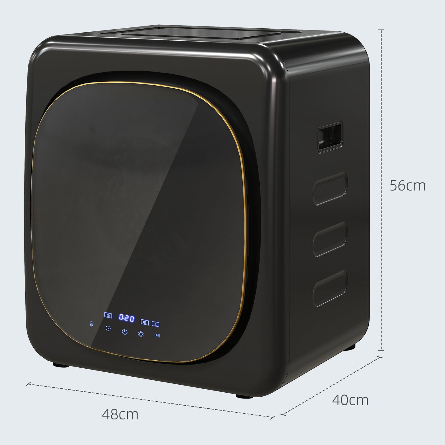 HOMCOM 4kg Vented Tumble Dryer with Deodorize Smart Mode 800W Compact Front Load for Home and RVs Black