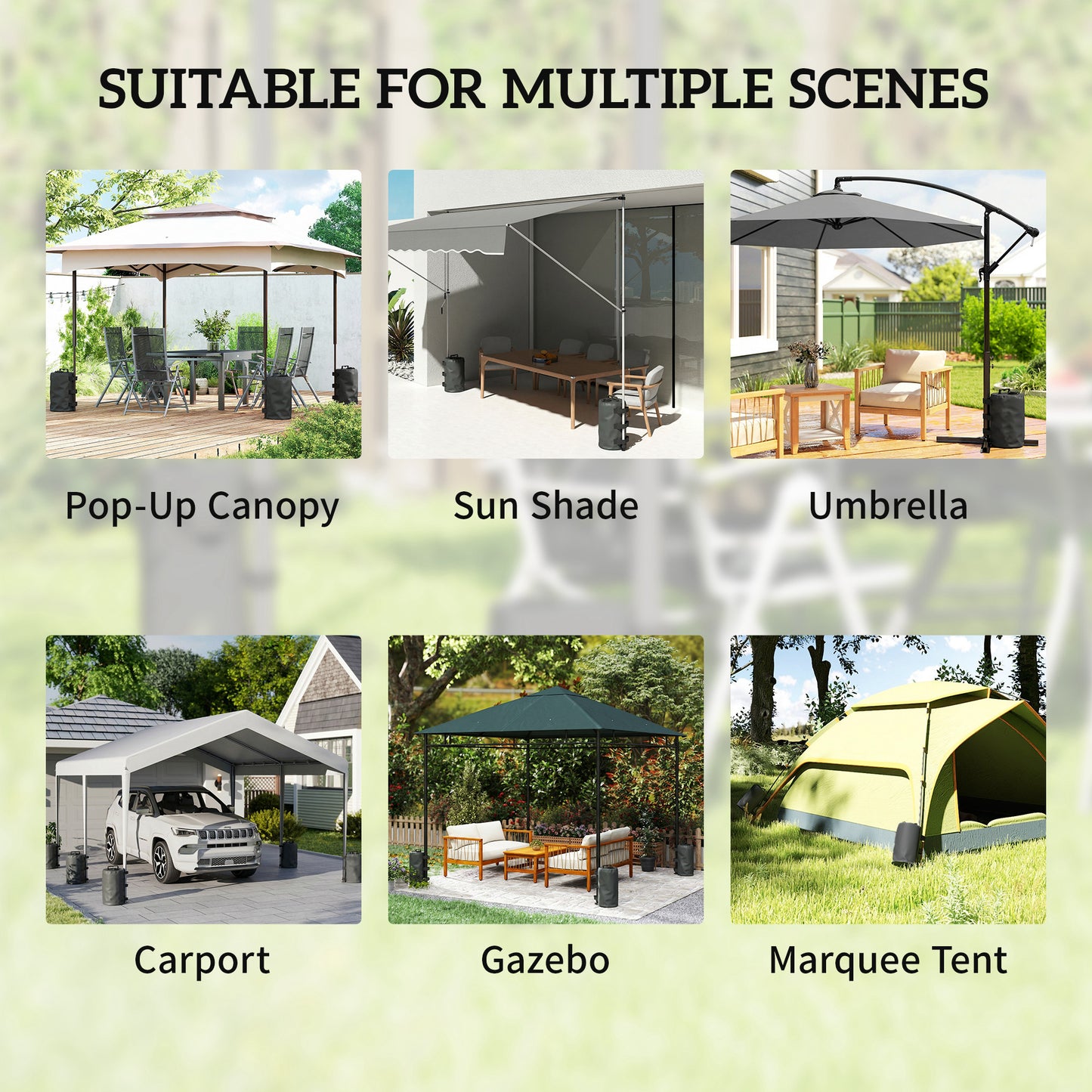 Outsunny 4 Piece Gazebo Weights Sand Bags And Water Weights Bags With Carry Handles For Garden Marquee Parasol Black