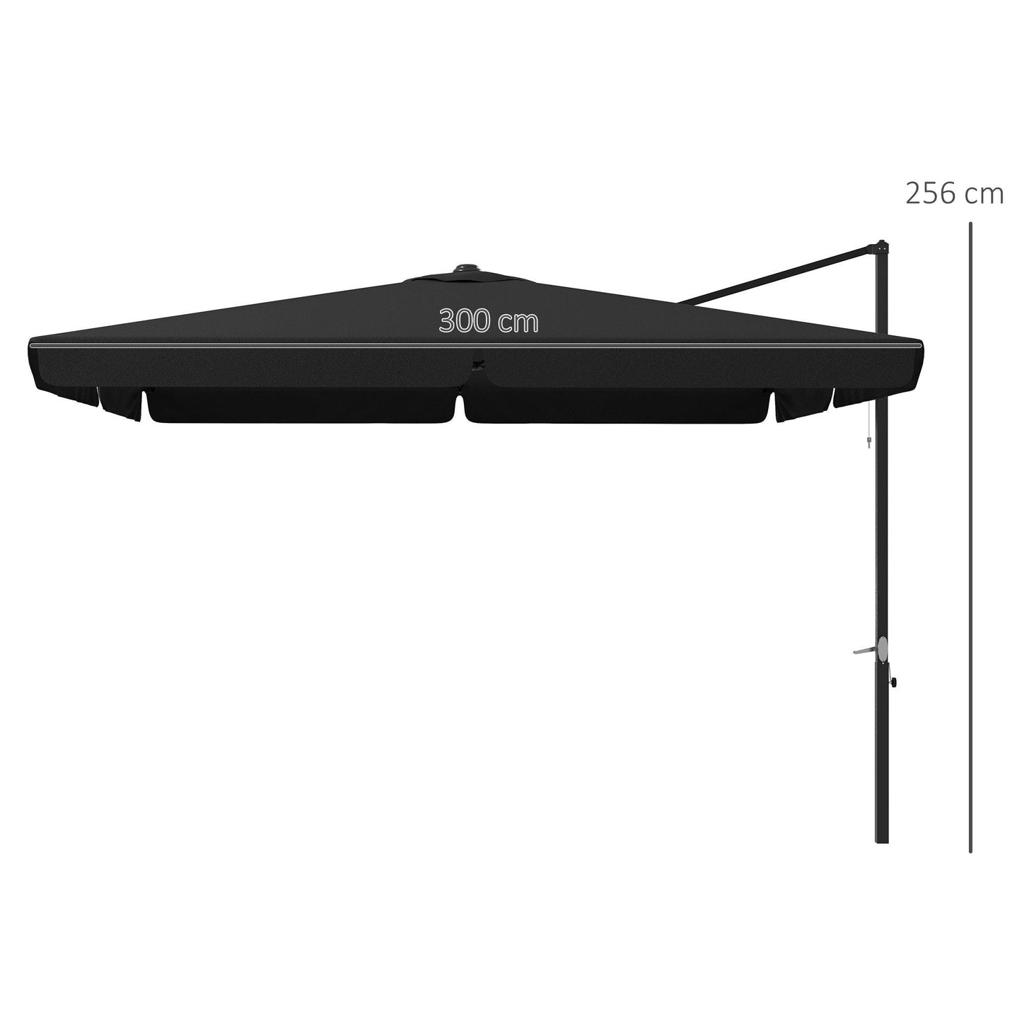 Outsunny 3(m) Cantilever Roma Parasol, Hanging Garden Parasol, Aluminium Square Patio Umbrella with Crank Handle and Tilt, Outdoor Patio Sun Shade with Vented Top, 8 Ribs, Cross Base, Grey - ALL4U RETAILER LTD