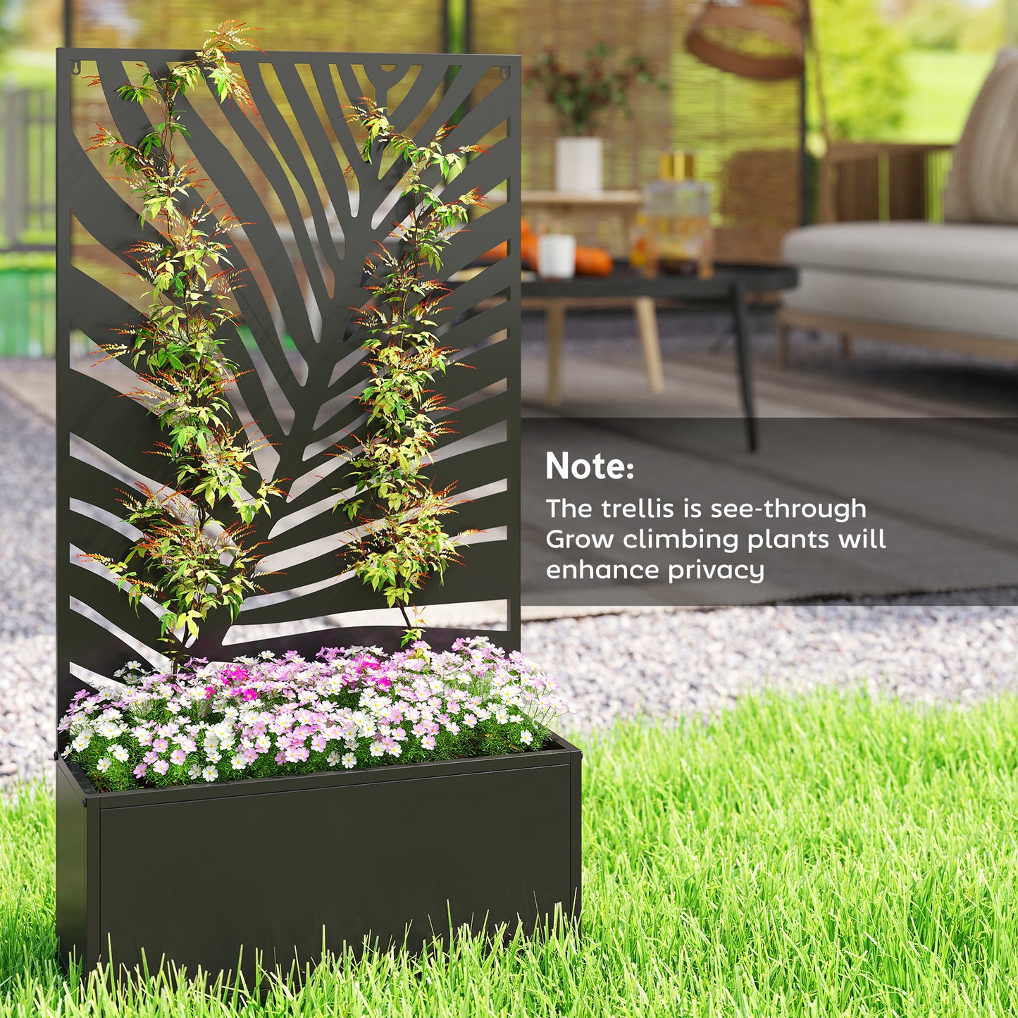 Outsunny Metal Garden Bed With Trellis Wall Mounted Or Freestanding Raised Planter With Privacy Screen