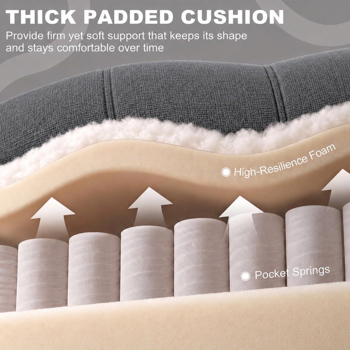 Recliner seat cushion close-up with layered foam and pocket spring support