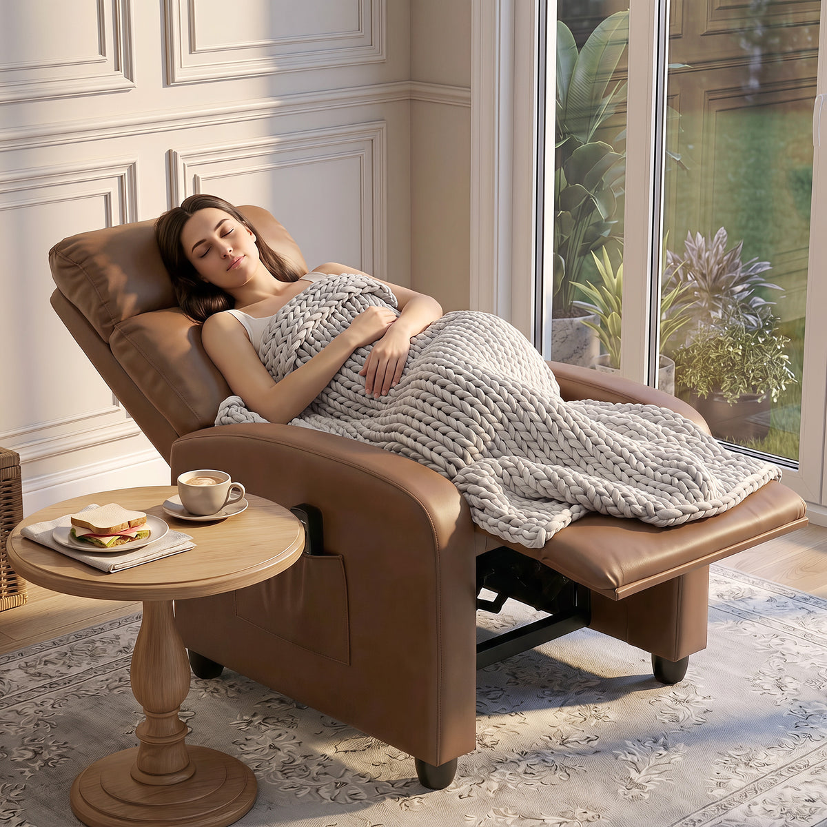Homcom Massage Recliner Faux Leather Push Back Armchair Dark Brown
