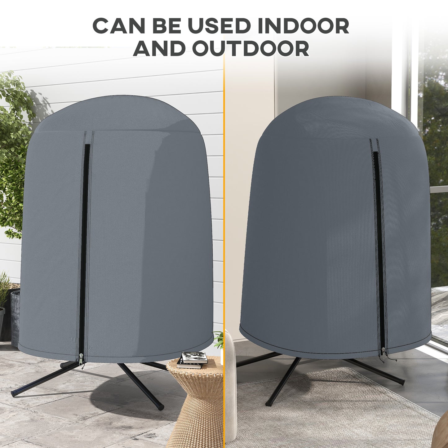 Outsunny 190 X 128cm Hanging Egg Chair Cover Weatherproof PU Coated 420D Outdoor Oxford Fabric Grey