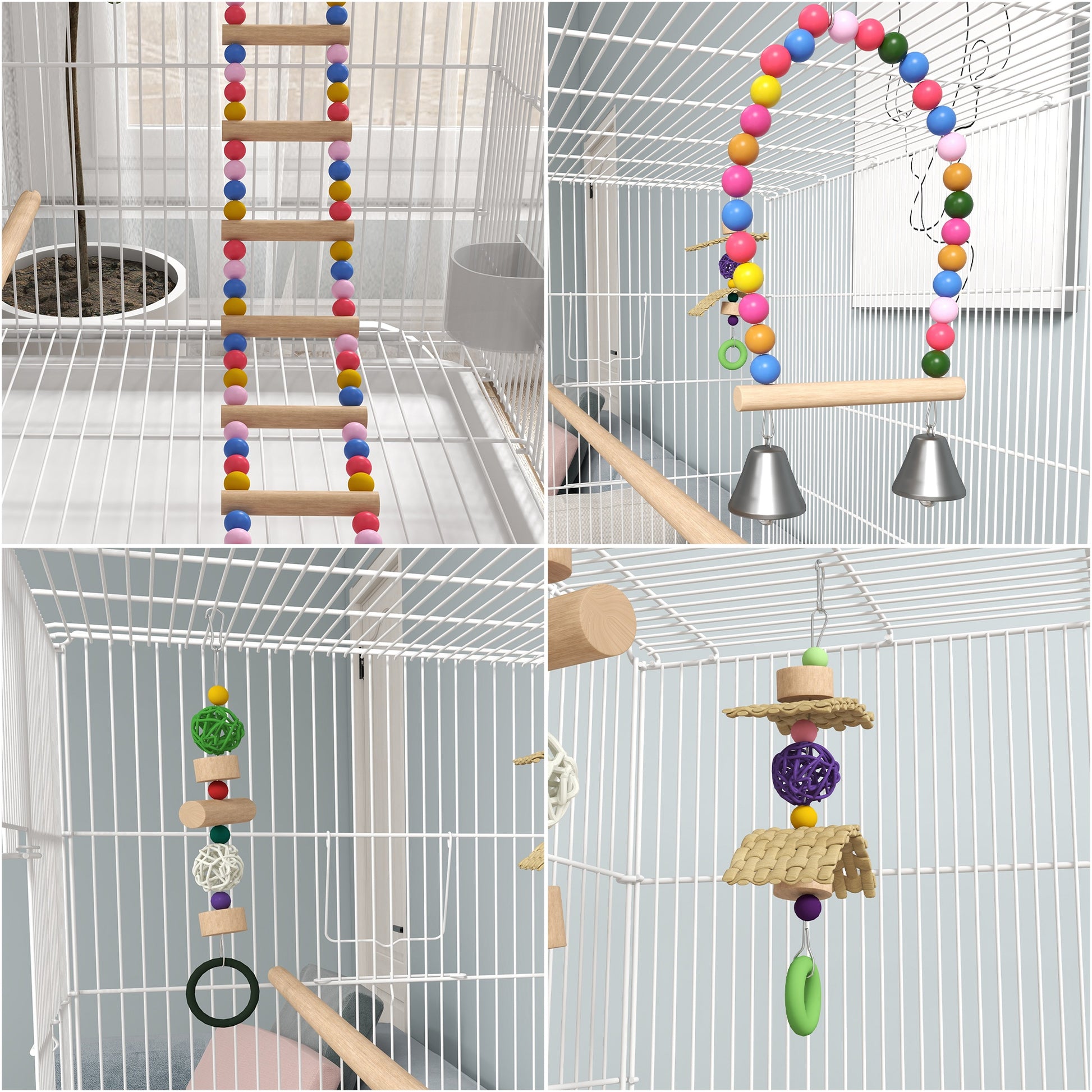 PawHut Spacious Flight Cage for Canaries and Finches with Stand, Accessories, and Toys - ALL4U RETAILER LTD