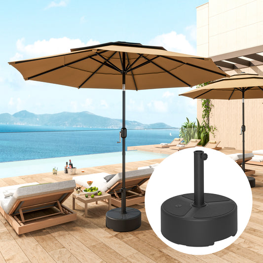 Outsunny Round Garden Parasol Base Umbrella Stand 20kg With Stand Or 18kg With Water 38mm 48mm Poles Black
