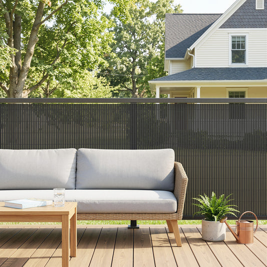 Outsunny 2 Pcs Plastic Privacy Screening Fence 1m By 3m Waterproof Windbreak Fence Dark Grey