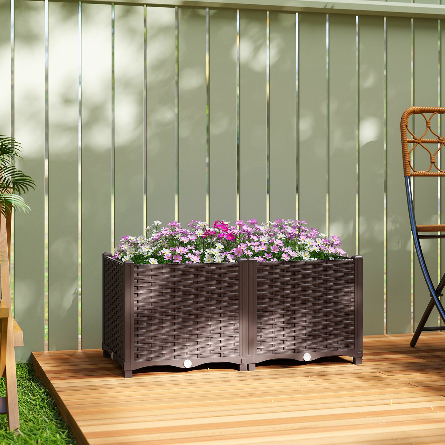 Outsunny Plastic Raised Garden Bed With Legs Self Watering Elevated Planter Boxes Modular Planter With Drainage Holes