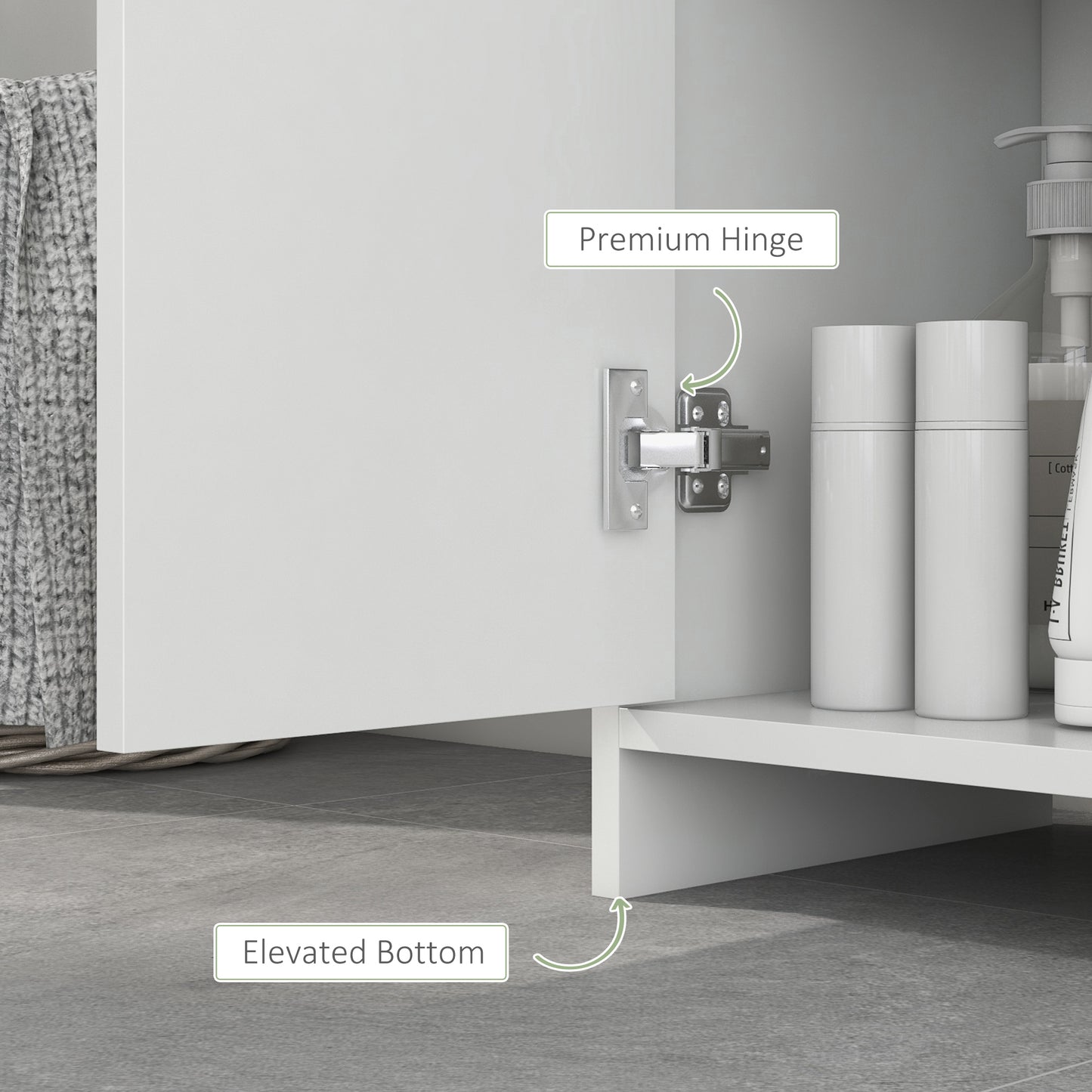 HOMCOM Narrow Tall Bathroom Cabinet White Slim Freestanding Storage Cupboard With Two Open Compartments And Inner Shelf