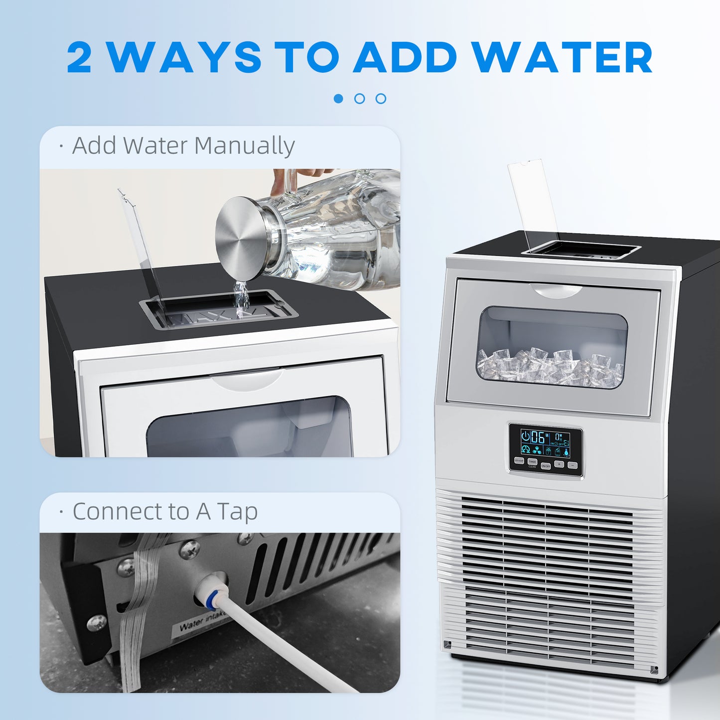 HOMCOM Commercial Ice Maker With 4Kg Ice Storage Silver Tone High Capacity 30Kg Daily Ice Production