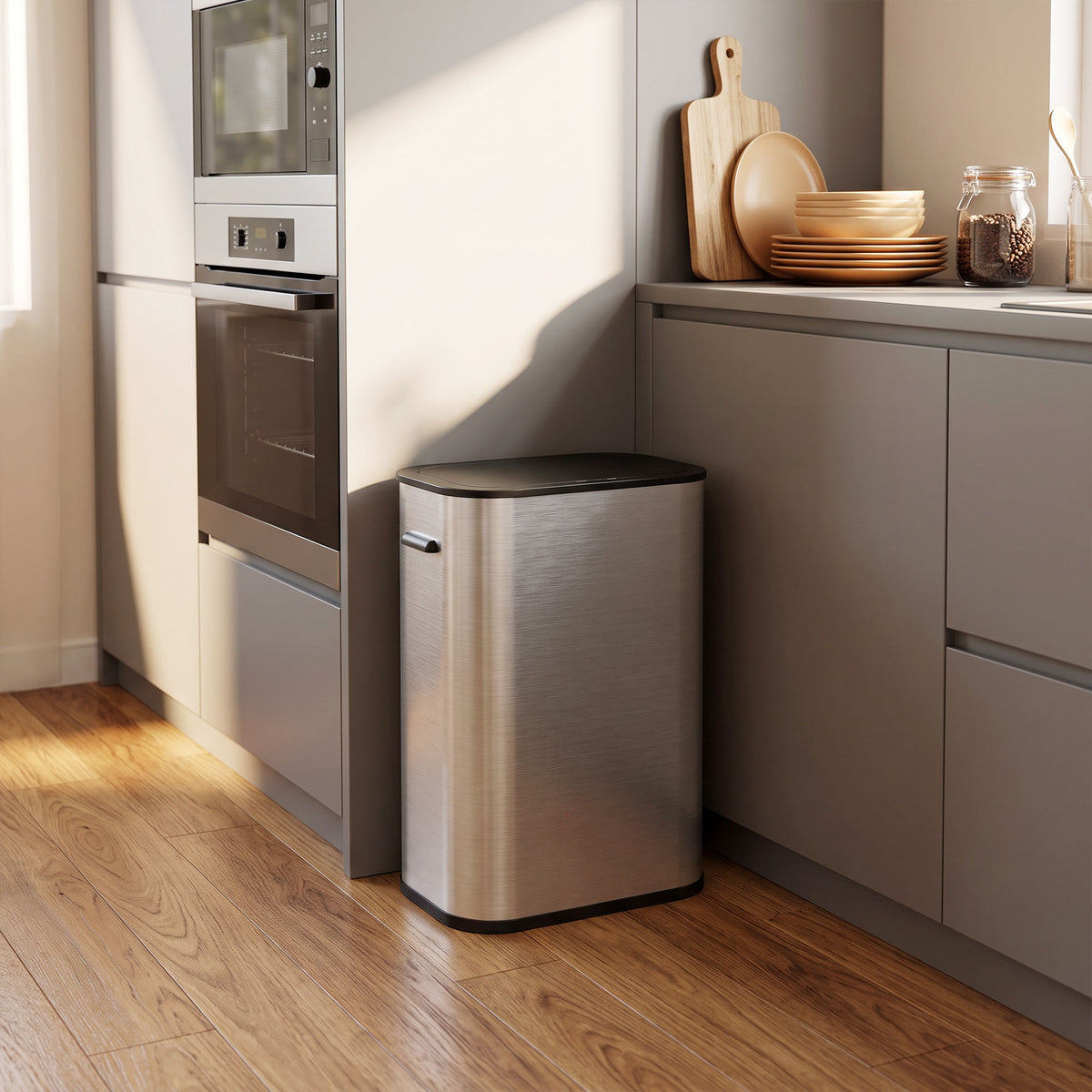Homcom 55L Touchless Sensor Trash Can For Kitchen Stainless Steel