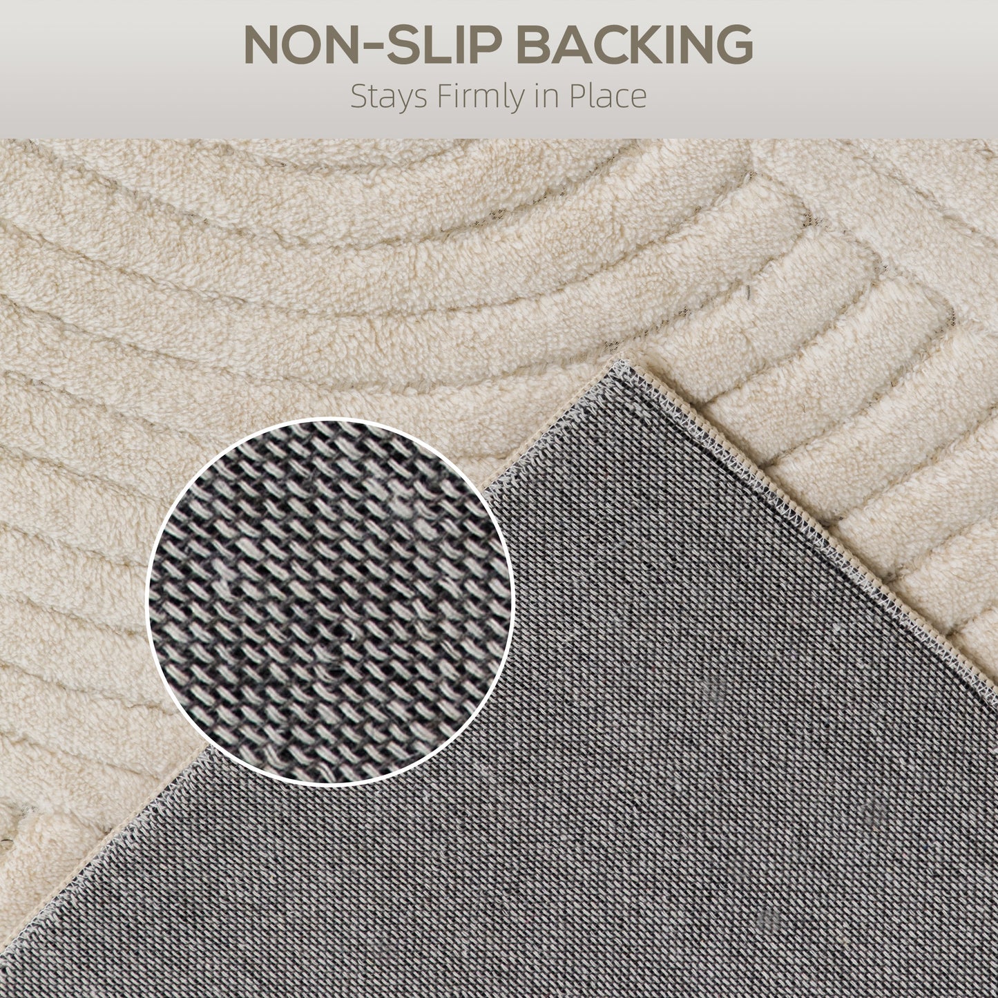 HOMCOM Modern Geometric Rug 160 x 120 cm Cream Thick Plush Non Slip Backing For Living Room Bedroom Office