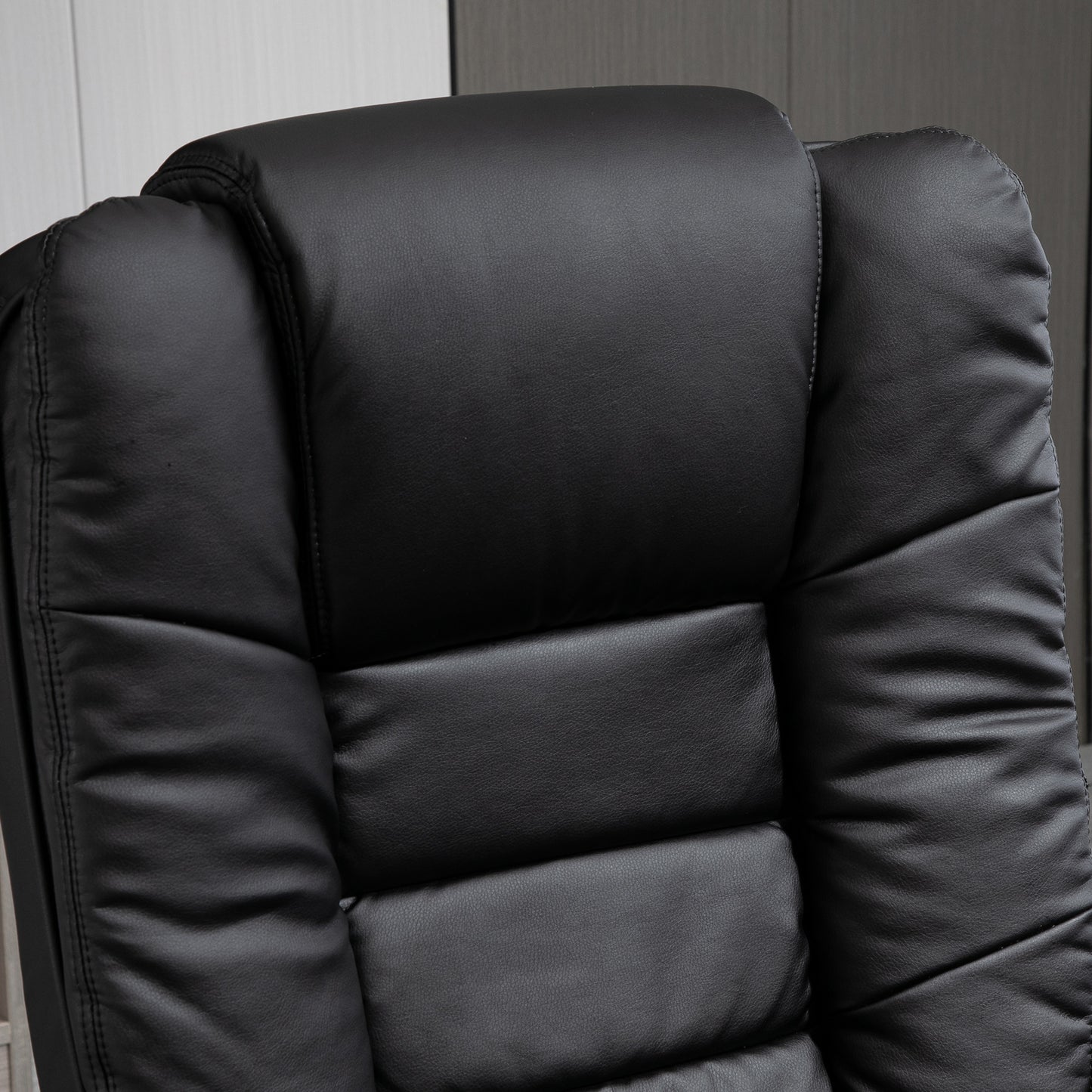 HOMCOM PU Leather Recliner Chair With Footstool 130kg Capacity 135 Degree Swivel Wood Base Black