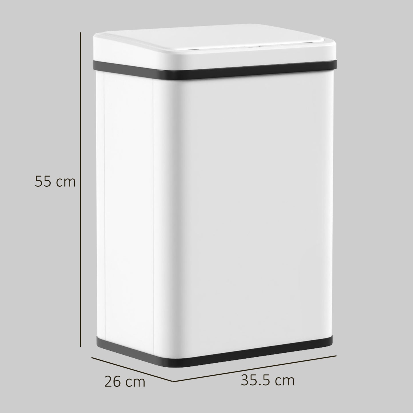 HOMCOM 40L Sensor Kitchen Bin With Soft Close Lid White Stainless Steel Finish Touchless Motion Sensor