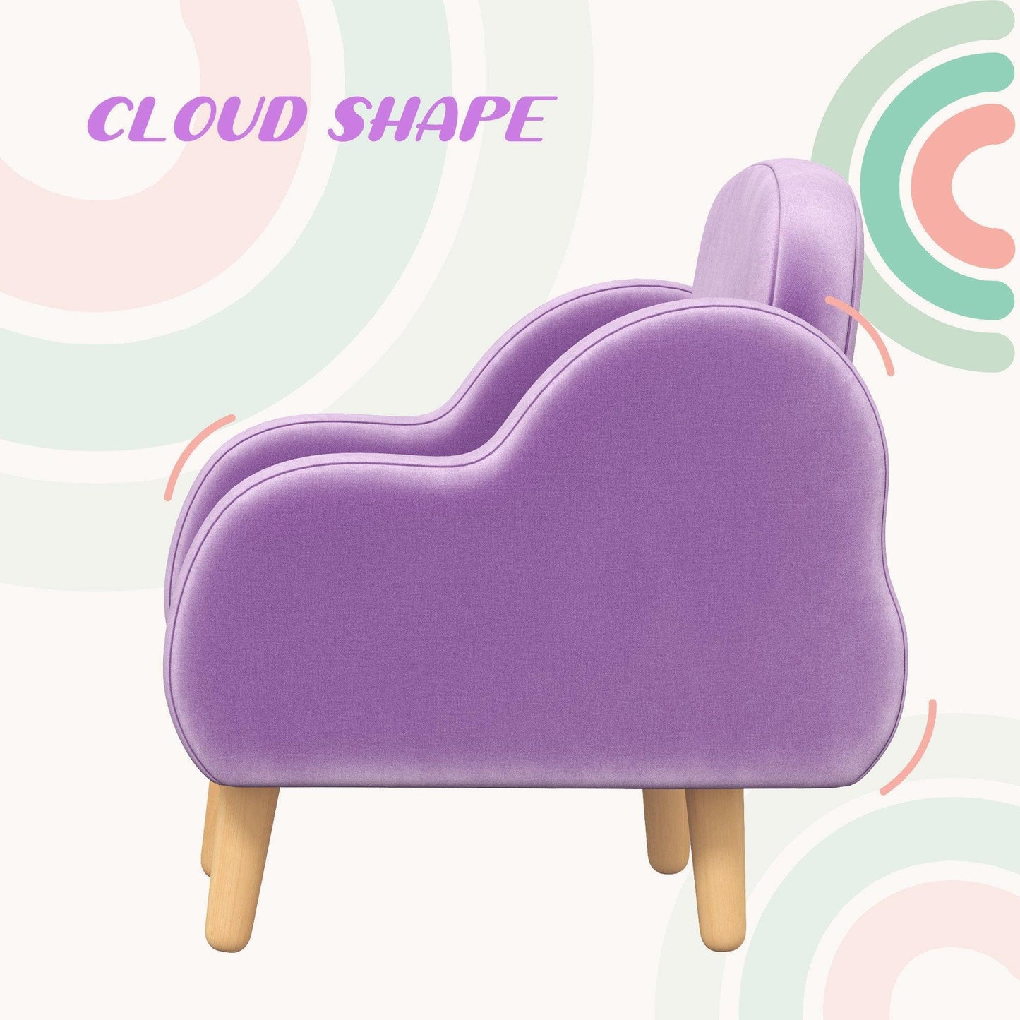 ZONEKIZ Purple Cloud Shape Toddler Armchair - Comfy Kids Chair - ALL4U RETAILER LTD