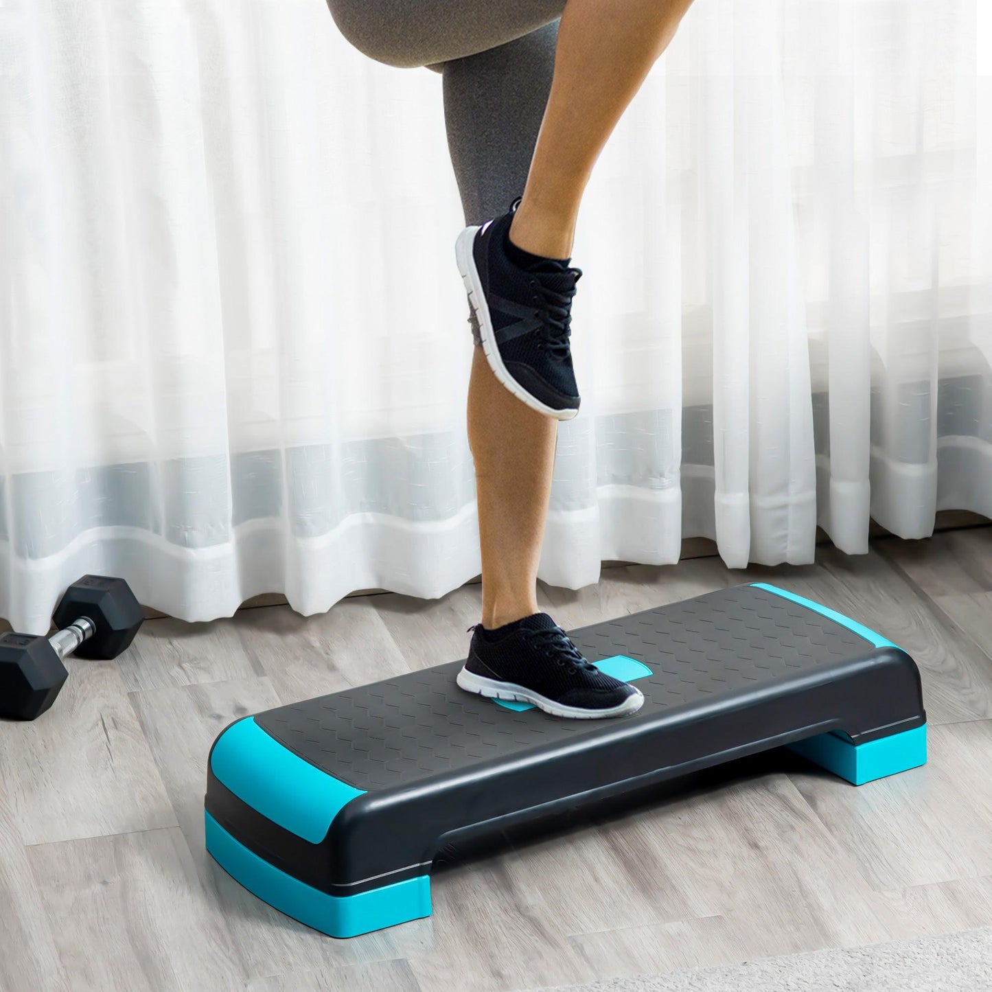 HOMCOM Aerobic Step, 10-20cm Adjustable Exercise Stepper, Nonslip Board - ALL4U RETAILER LTD