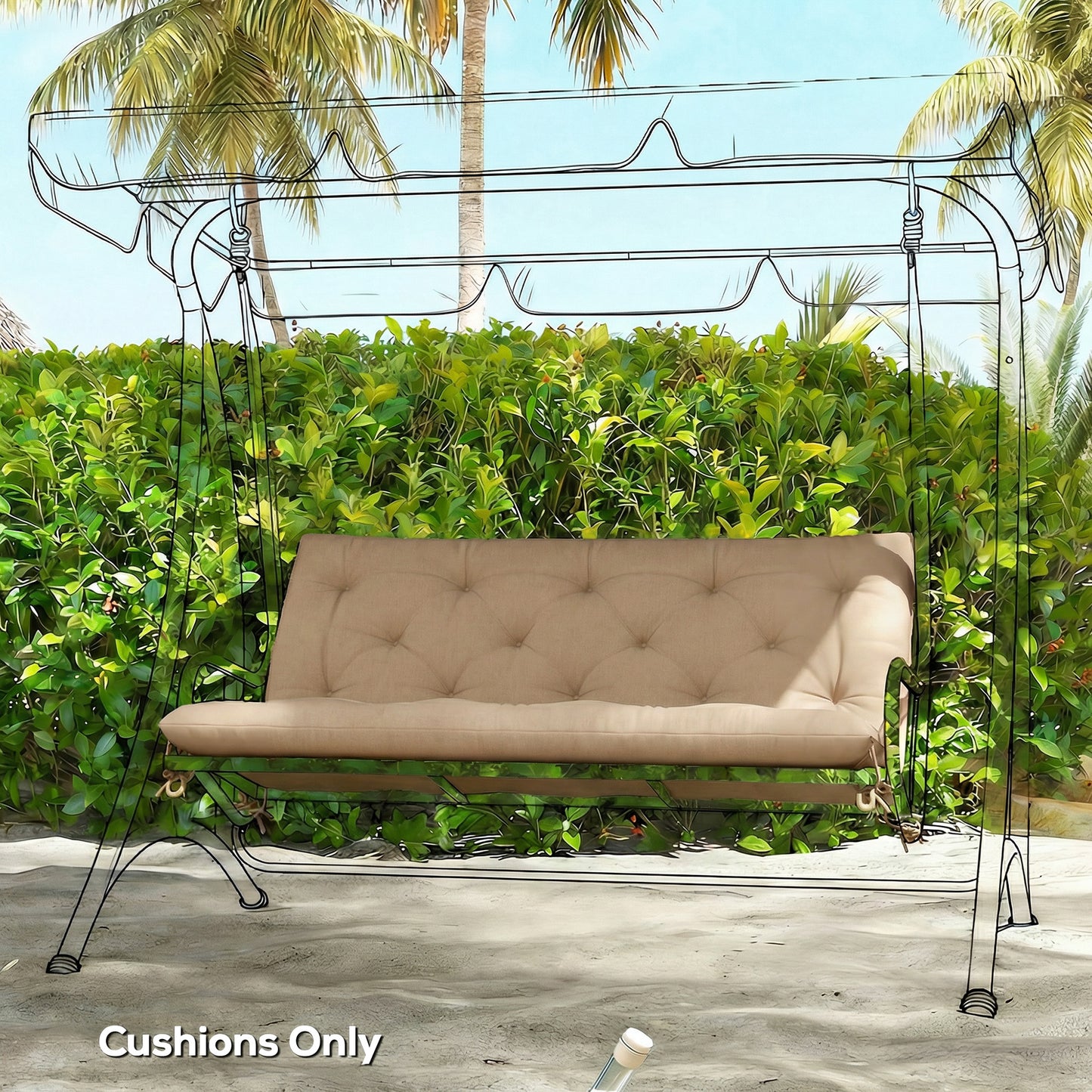 Outsunny Outdoor Garden Bench Cushion 2 Seater With Ties For Indoor And Outdoor Use 110 X 120 CM