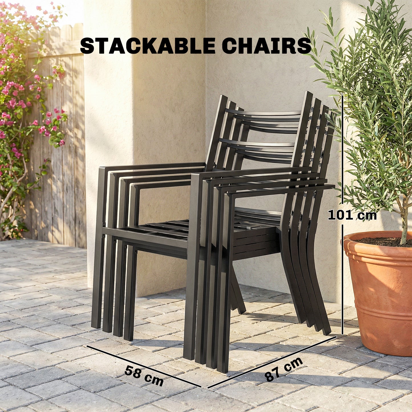 Outsunny 5 Piece Outdoor Dining Set With Cushions For 4 People Square Table And Stackable Chairs