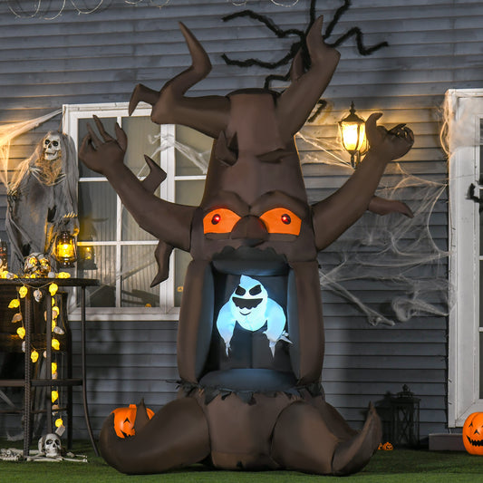 HOMCOM 8FT Inflatable LED Halloween Ghost Tree for Outdoor Decoration - ALL4U RETAILER LTD