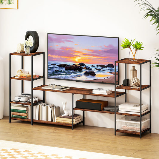 HOMCOM Industrial TV Stand for TVs Up to 55 Inches with Storage Shelves Entertainment Centre for Living Room and Bedroom
