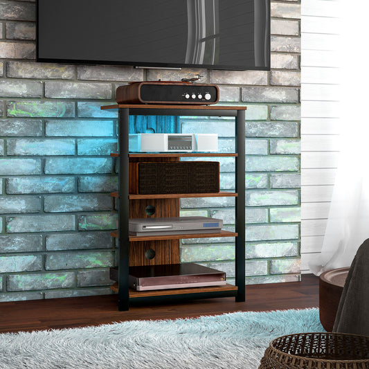 HOMCOM 4 Tier Corner TV Stand With Storage And LED Lights For TVs Up To 29 Inches Living Room Bedroom