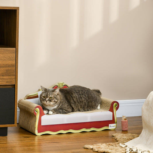 PawHut Cat Cardboard Scratcher with Catnip, 58x29.5x29cm - ALL4U RETAILER LTD