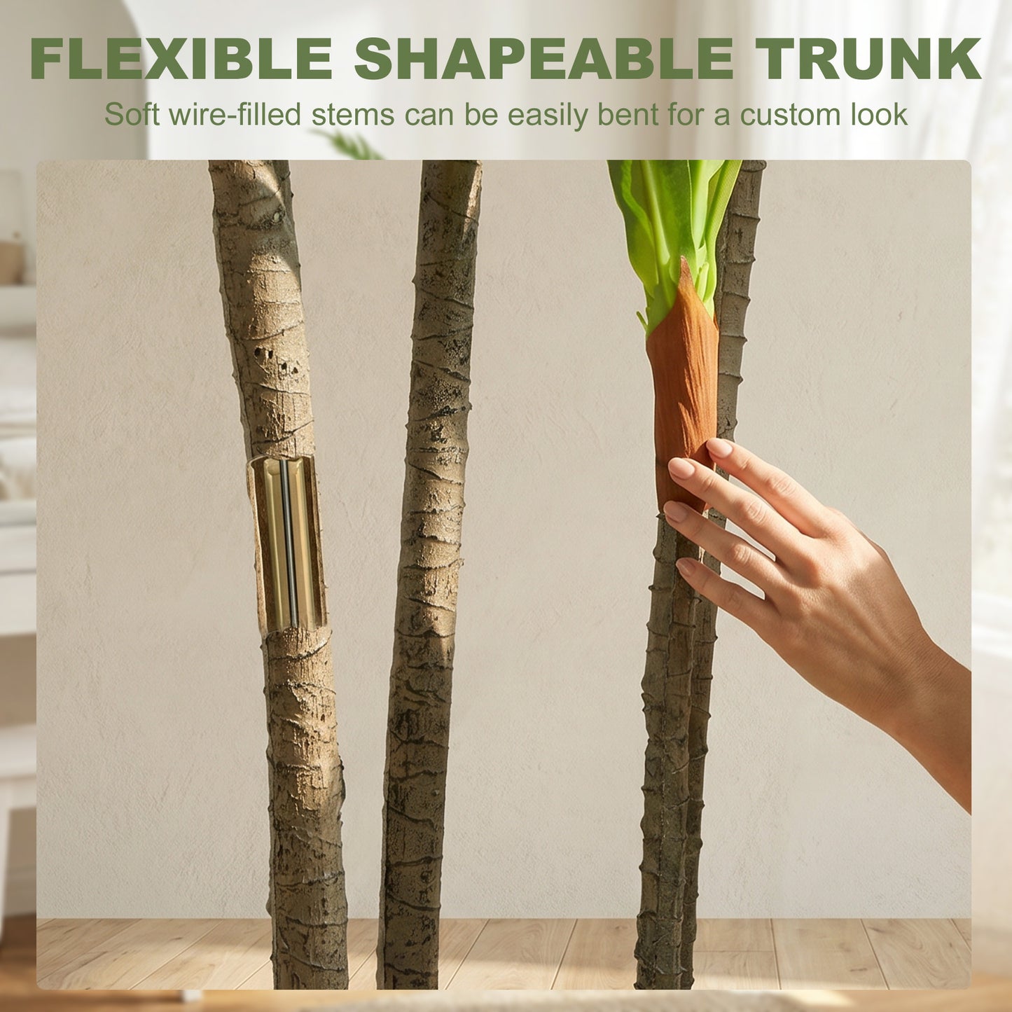 HOMCOM 150cm Artificial Dracaena Tree With Bendable Trunks And Lifelike PEVA Leaves Green Indoor Decor