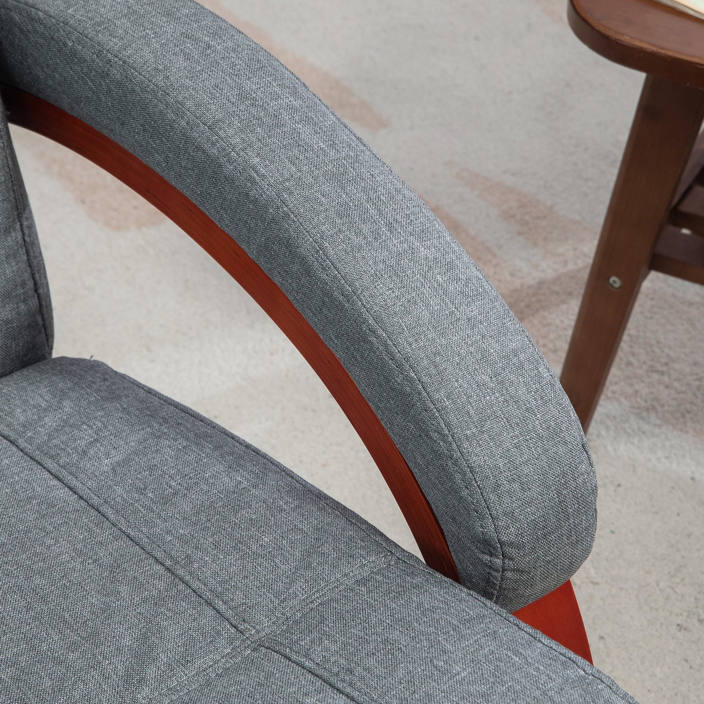 HOMCOM 135 Degree Manual Reclining Swivel Chair With Footrest Grey High Back Ergonomic Armrests Cushioned Seat