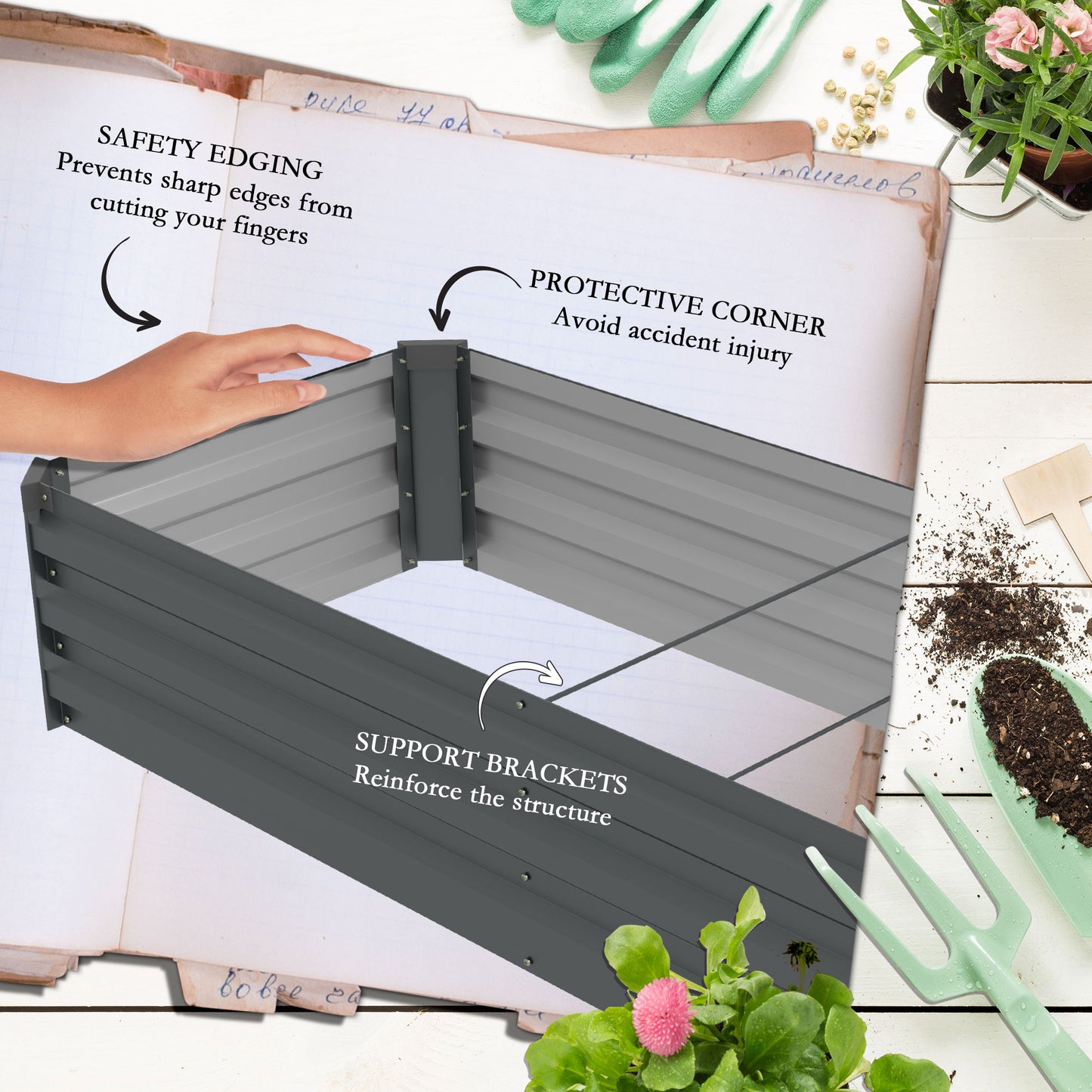 Outsunny 60 By 240cm Galvanised Steel Planter With Open Bottom Pack Of 2 For Outdoor Gardens